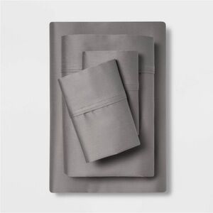 Queen 400 Thread Count Solid Performance Sheet Set Grey - Threshold NWT